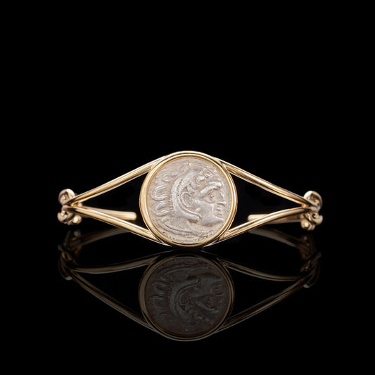 genuine byzantine silver coin bracelet in 18k gold