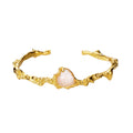 Agate Heart Crumpled Open Bangle B1050