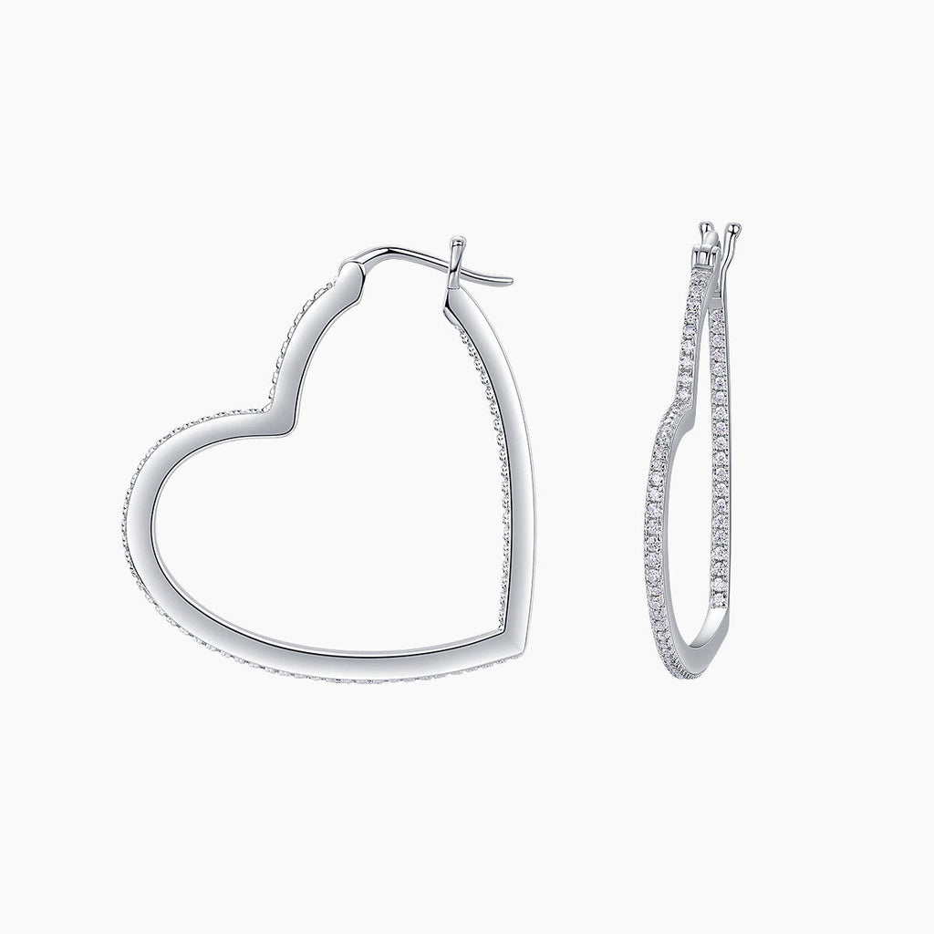 Inside-Out Heart Moissanite Hoops