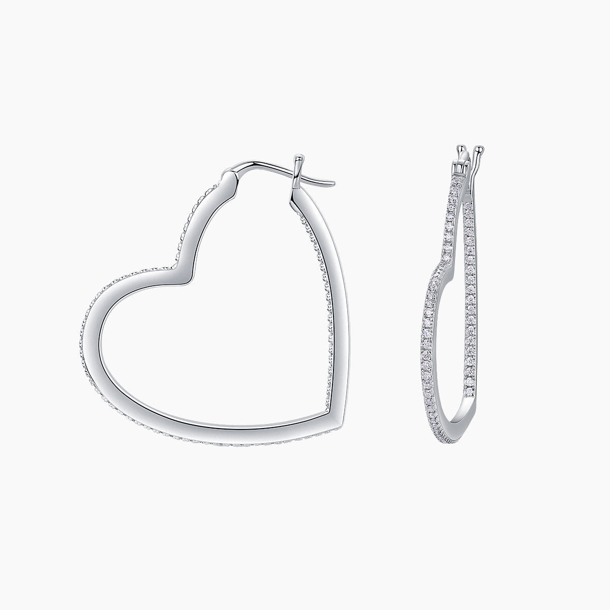 Inside-Out Heart Moissanite Hoops