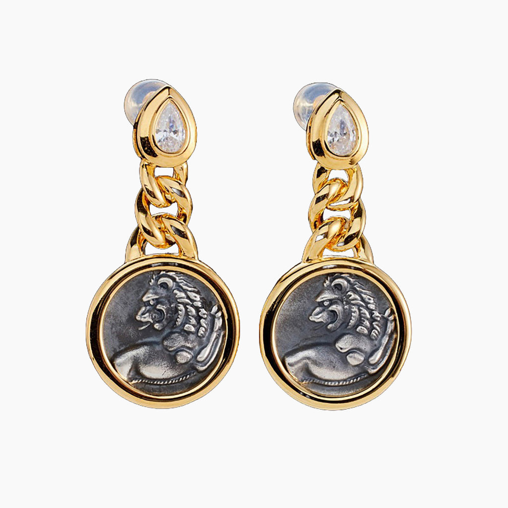 Lion Coin Earrings