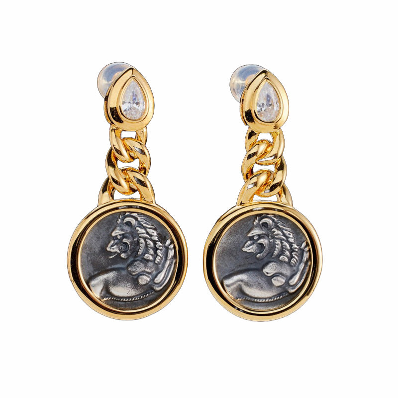 Lion Coin Earrings