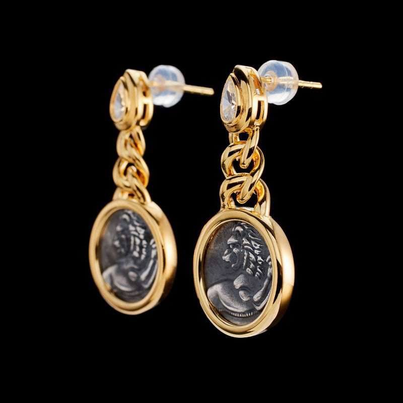 Lion Coin Earrings