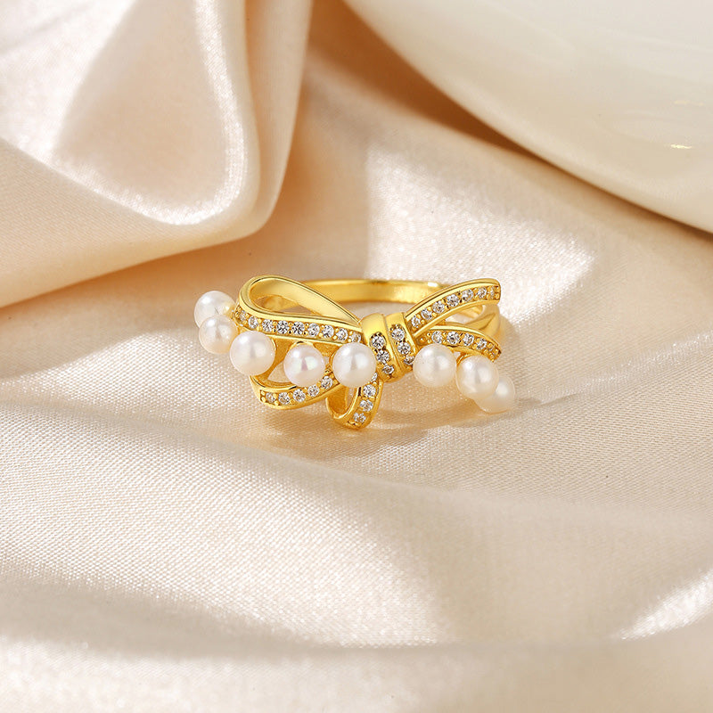 Freshwater Pearl Bowknot Ring RN1024