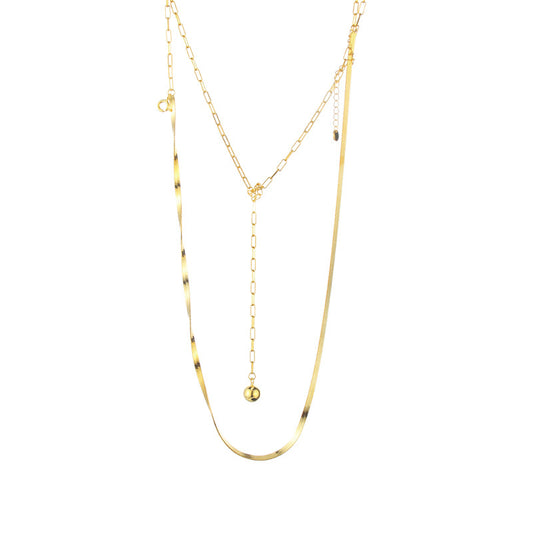 Snake Chain Elongated Necklace N1025