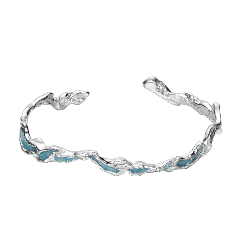 Alien Blue Enamel Scrunched Bangle B1011