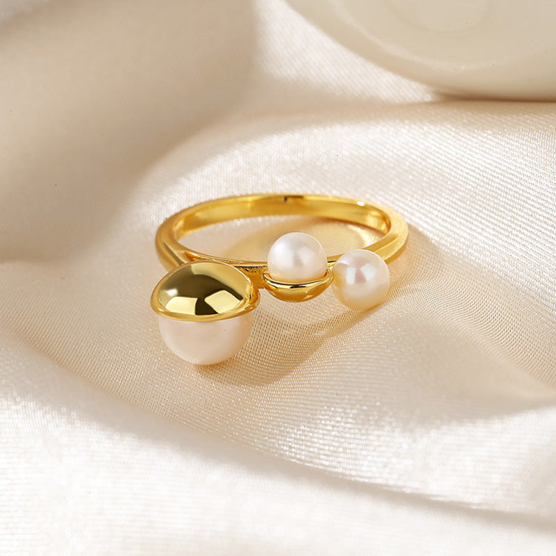 Freshwater Pearl 3 Stones Ring RN1012