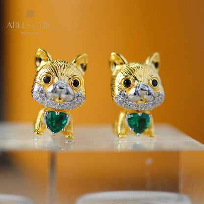 Green CZ 3D Puppy Pendant 5709