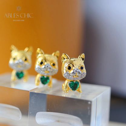 Green CZ 3D Puppy Pendant 5709