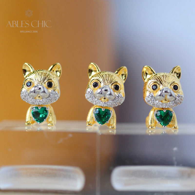 Green CZ 3D Puppy Pendant 5709