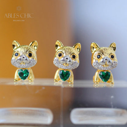 Green CZ 3D Puppy Pendant 5709