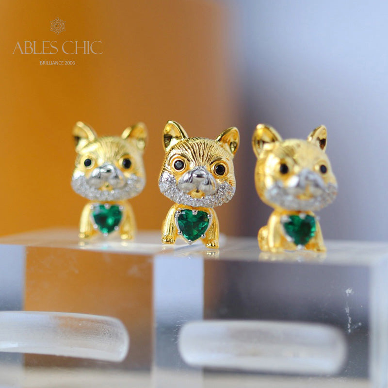 Green CZ 3D Puppy Pendant 5709