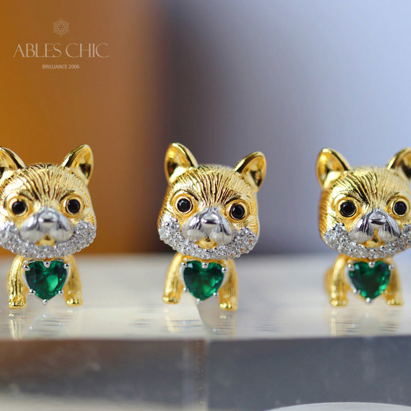 Green CZ 3D Puppy Pendant 5709