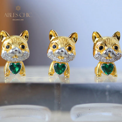 Green CZ 3D Puppy Pendant 5709