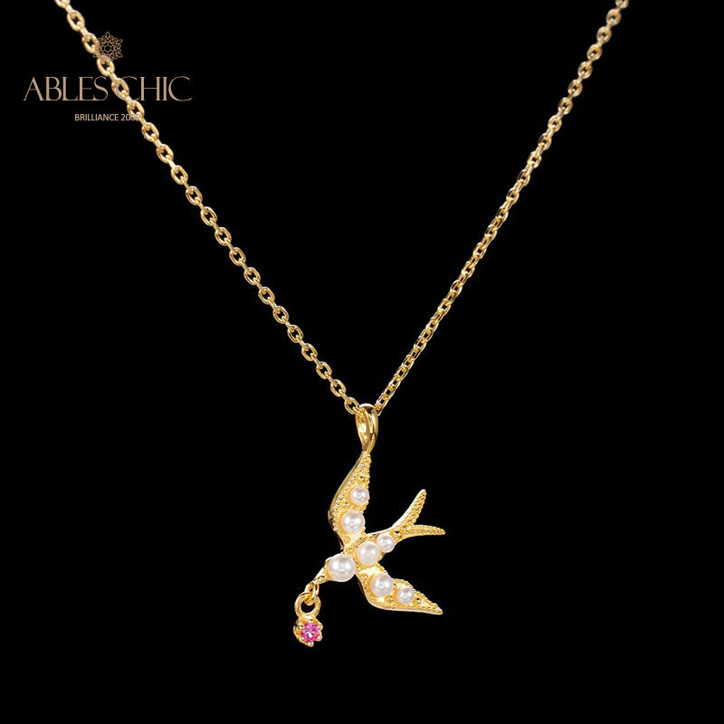 Pearl Accent Swallow Necklace 5970