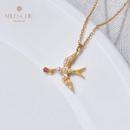 Pearl Accent Swallow Necklace 5970