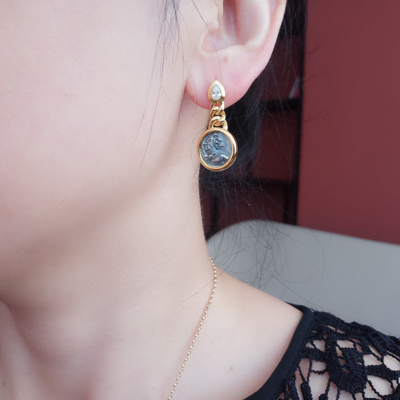 Lion Coin Earrings