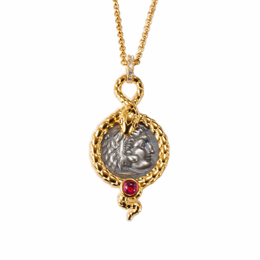 Serpent Hercules Coin Necklace