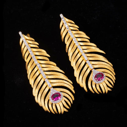 Boucles D'oreilles Longues Feuille De Pin 6162