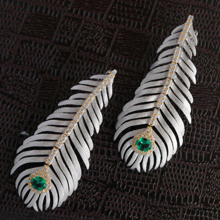 Boucles D'oreilles Longues Feuille De Pin 6162