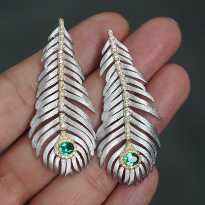 Boucles D'oreilles Longues Feuille De Pin 6162