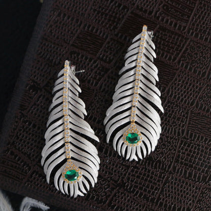 Boucles D'oreilles Longues Feuille De Pin 6162