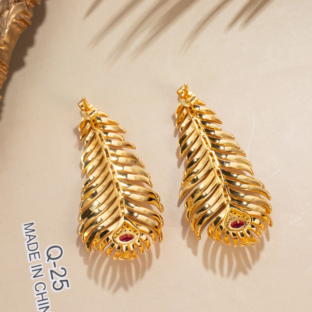 Boucles D'oreilles Longues Feuille De Pin 6162