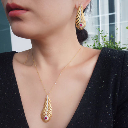 Pine Leaf Long Earrings 6162