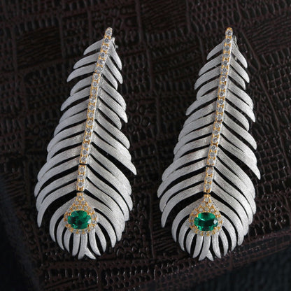 Boucles D'oreilles Longues Feuille De Pin 6162