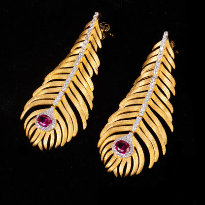 Boucles D'oreilles Longues Feuille De Pin 6162