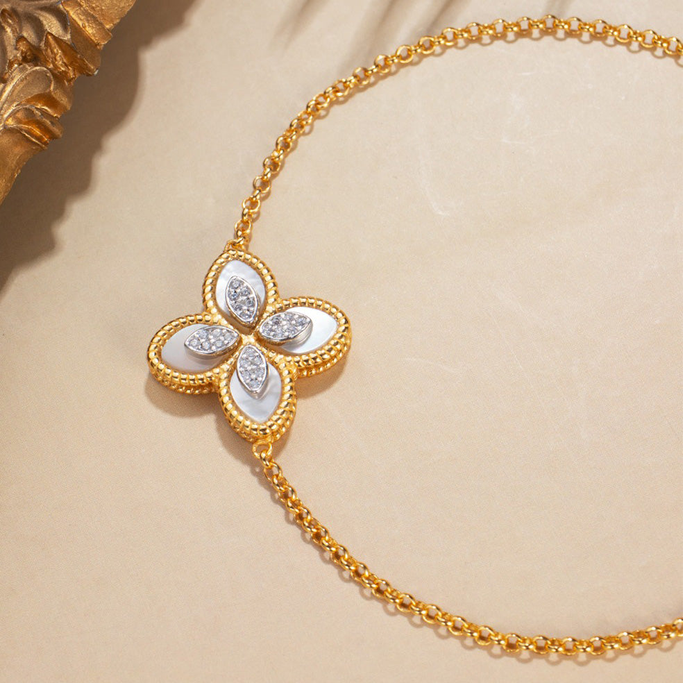 Shell Agate Clover Bracelet 6168