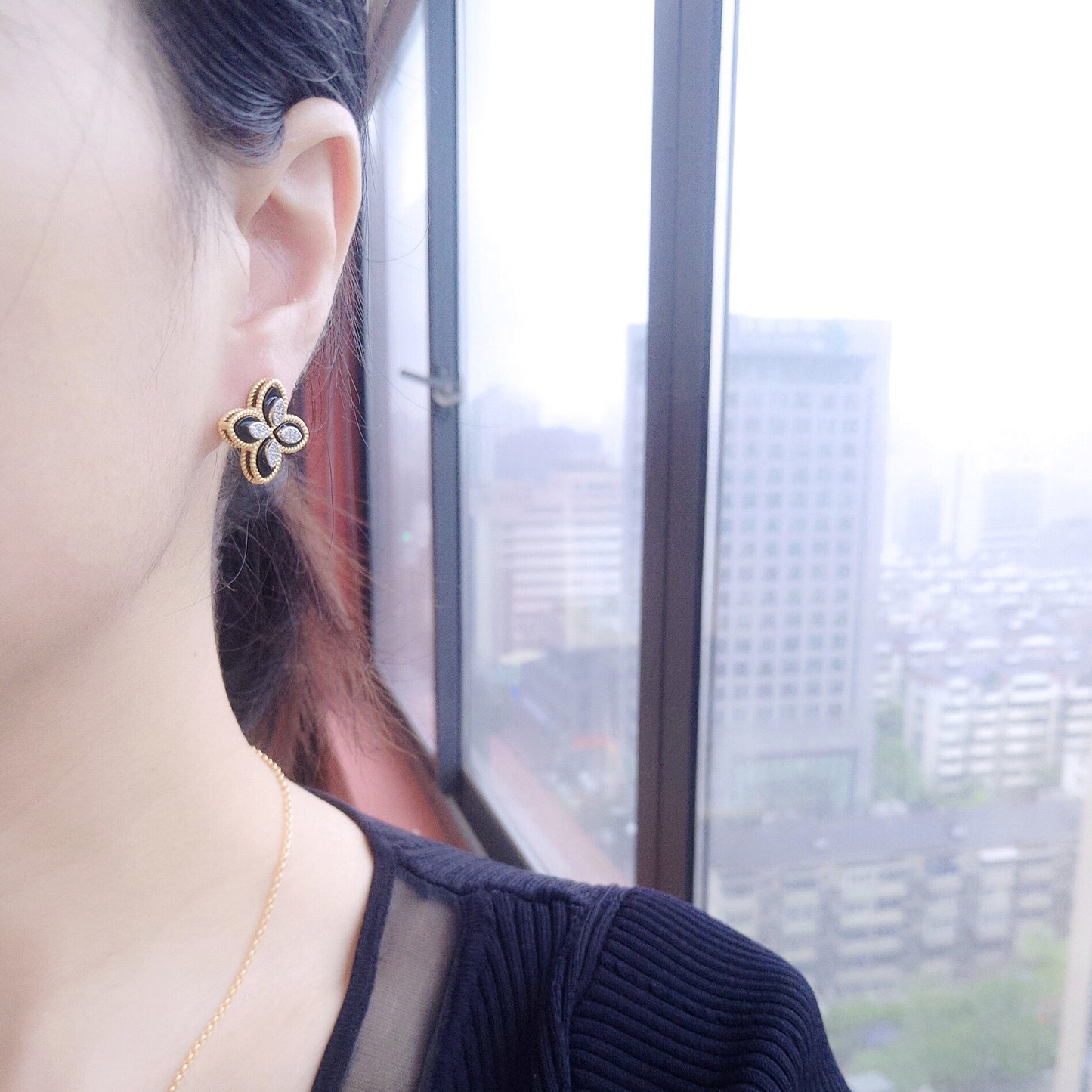 Agate Clover Earrings 6169