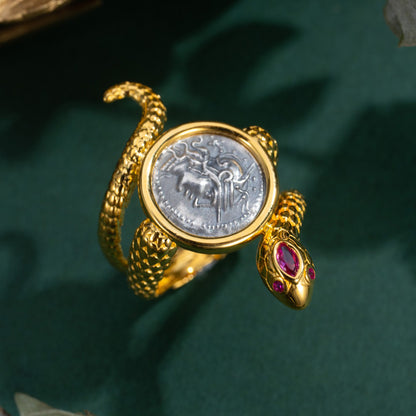Roman Coin Serpent Ring 6171