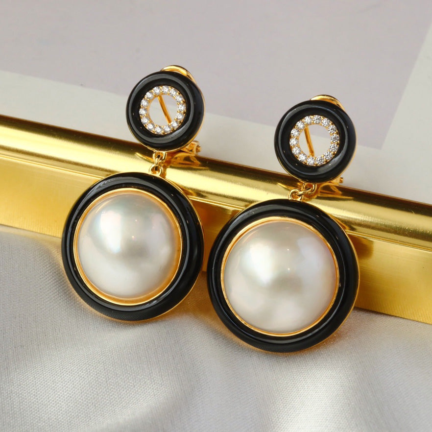 Seawater Pearl Black Earrings 6180