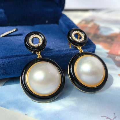 Seawater Pearl Black Earrings 6180