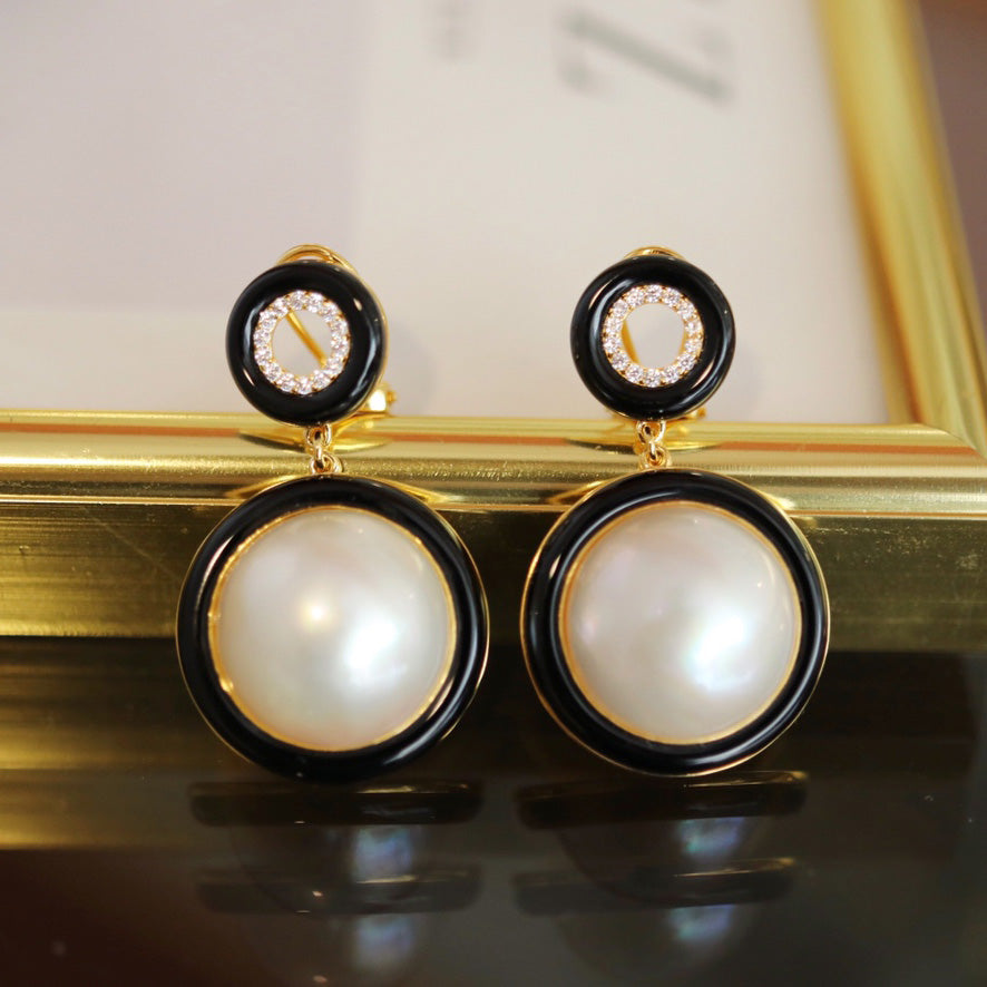 Seawater Pearl Black Earrings 6180