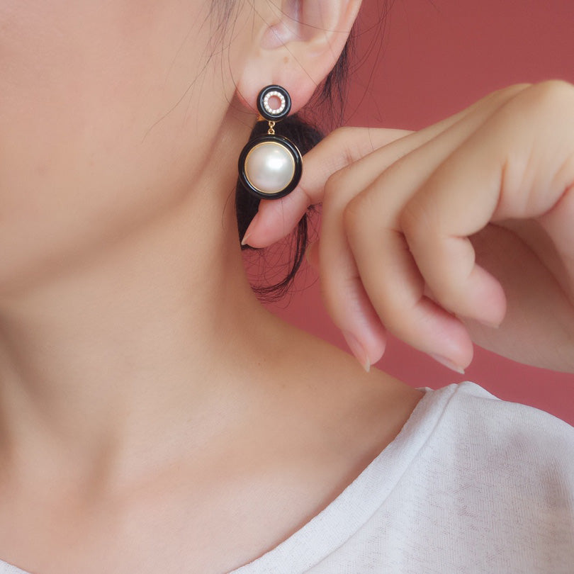 Seawater Pearl Black Earrings 6180