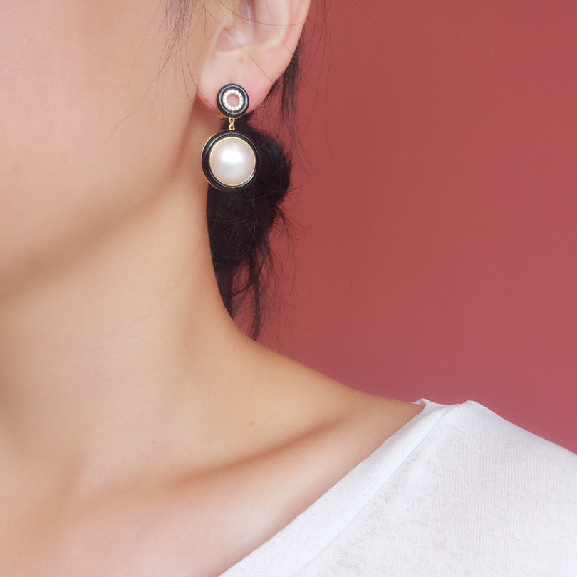 Seawater Pearl Black Earrings 6180
