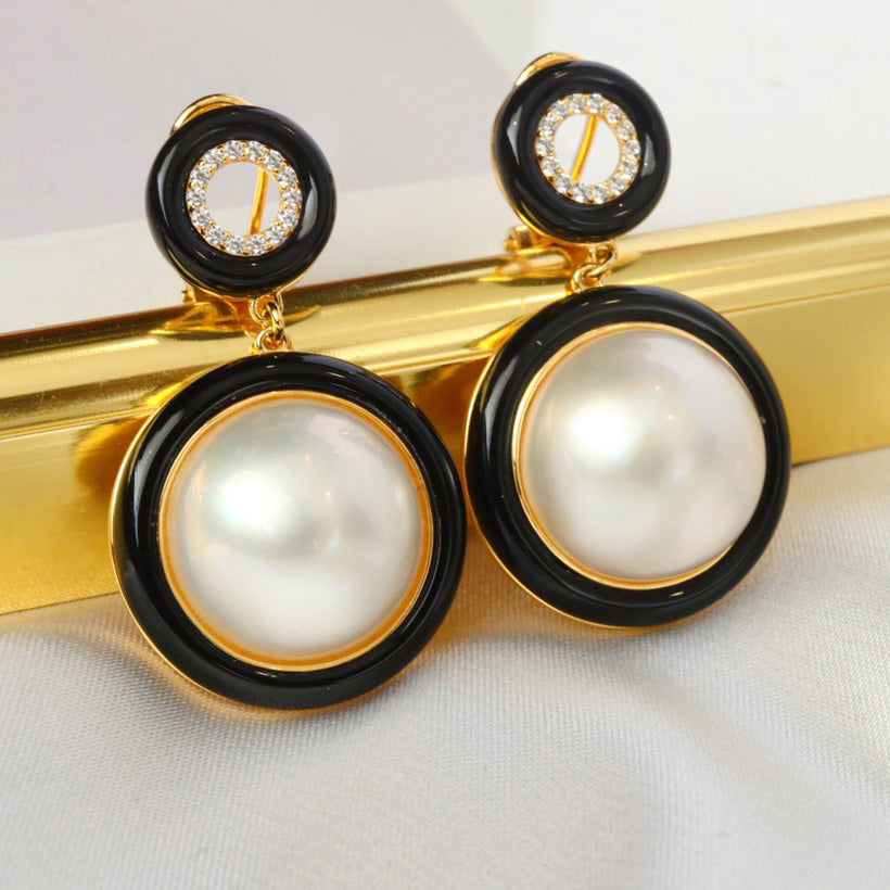 Seawater Pearl Black Earrings 6180