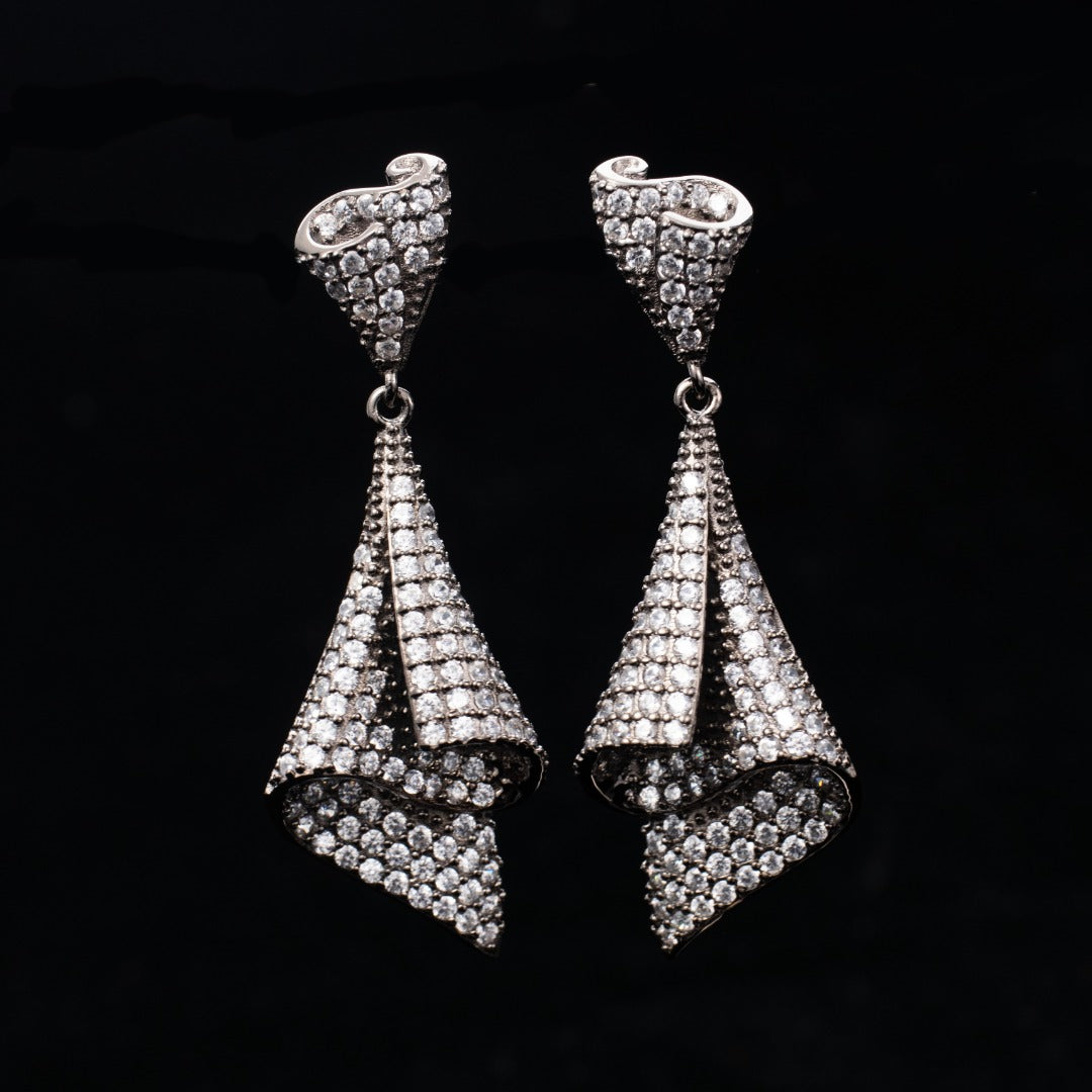 Paved Geometric Earrings 6181