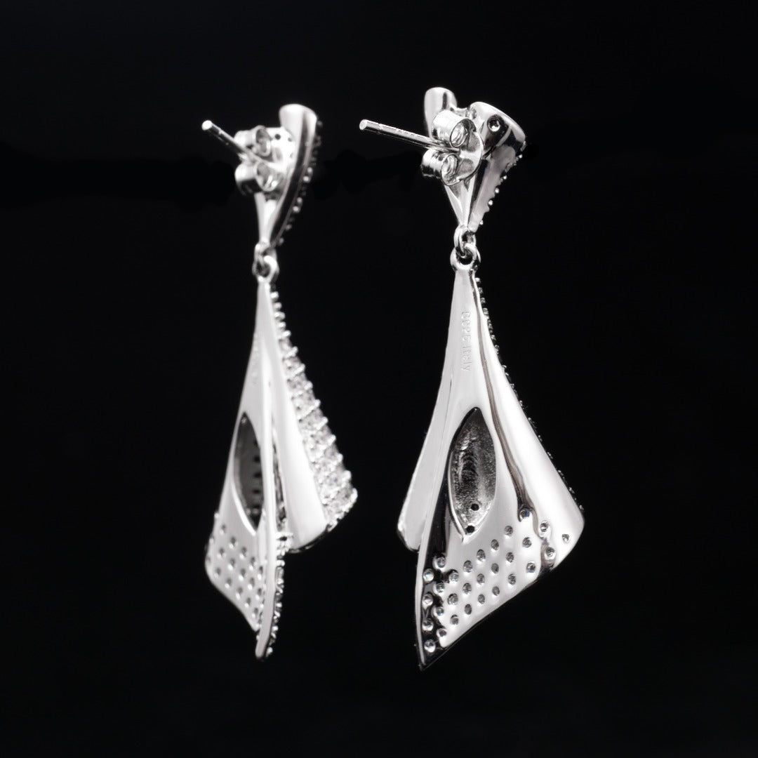 Paved Geometric Earrings 6181