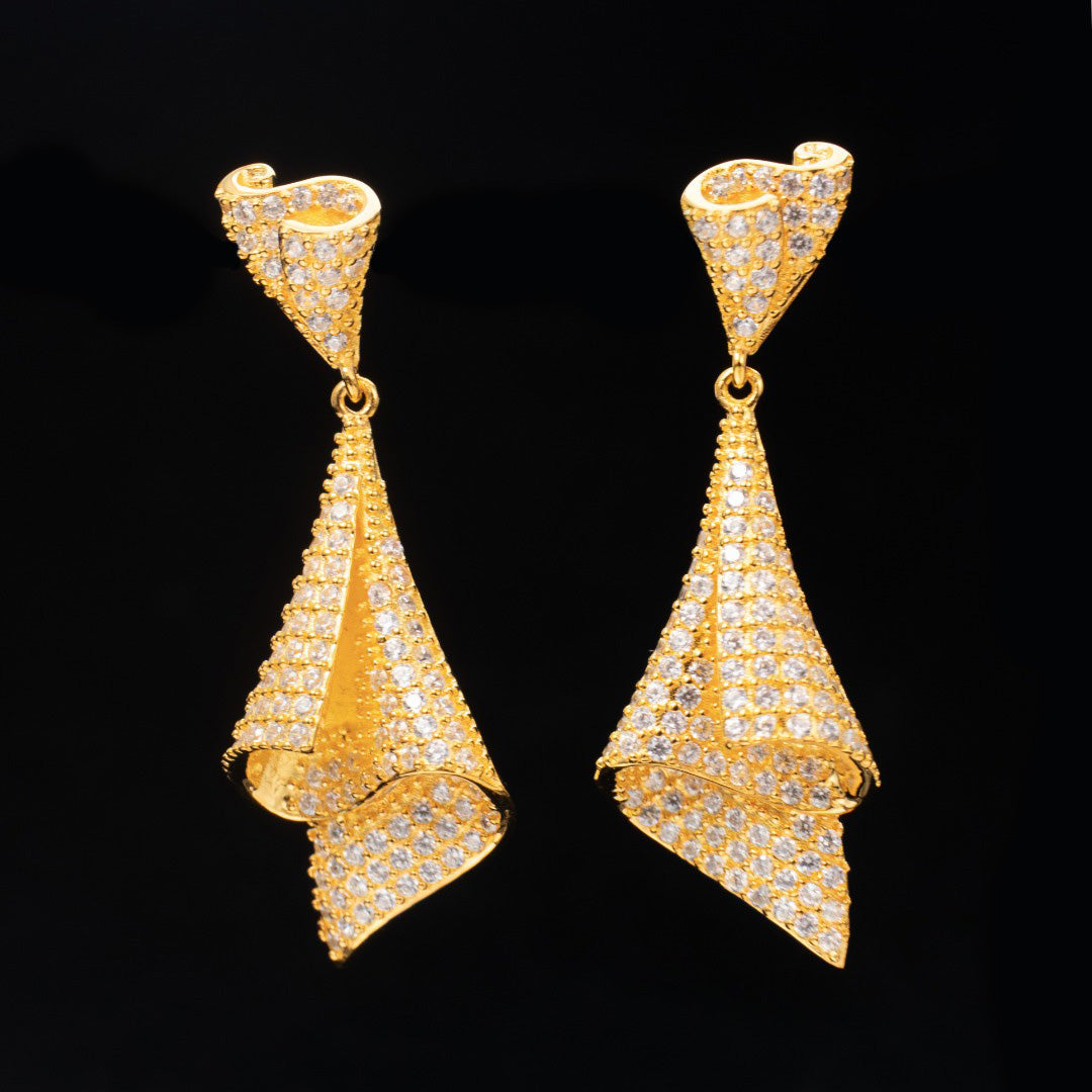 Paved Geometric Earrings 6181