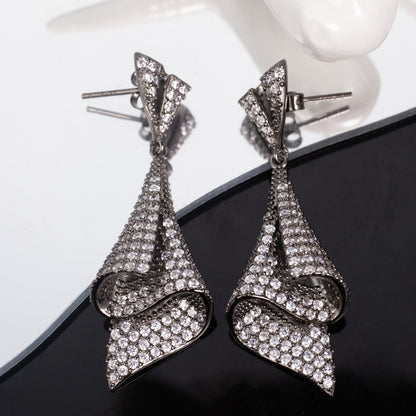 Paved Geometric Earrings 6181