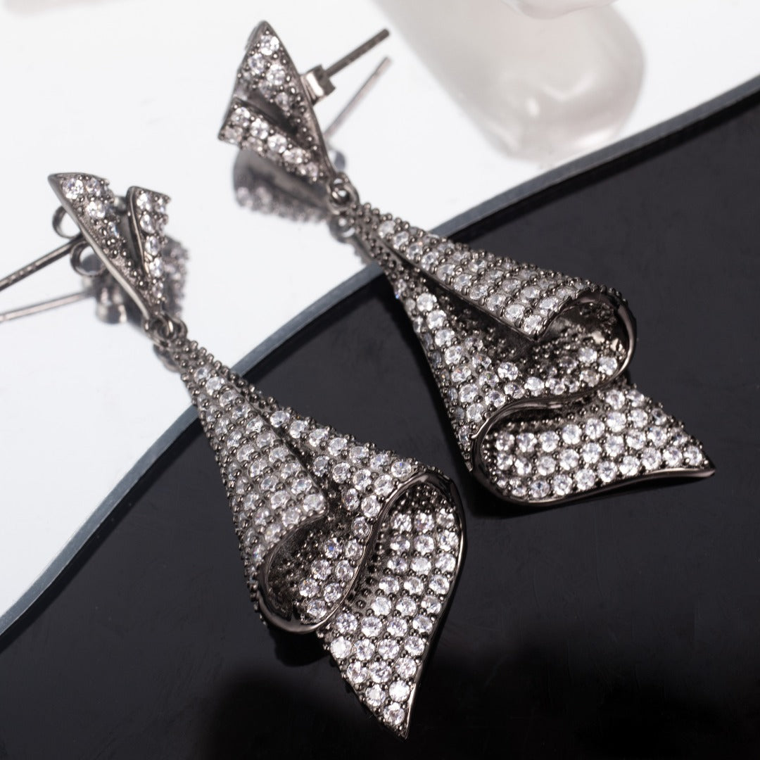 Paved Geometric Earrings 6181