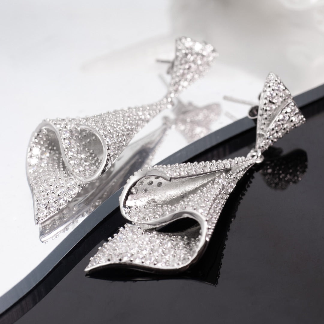 Paved Geometric Earrings 6181