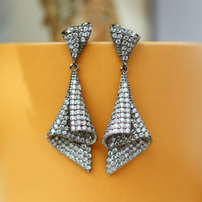 Paved Geometric Earrings 6181