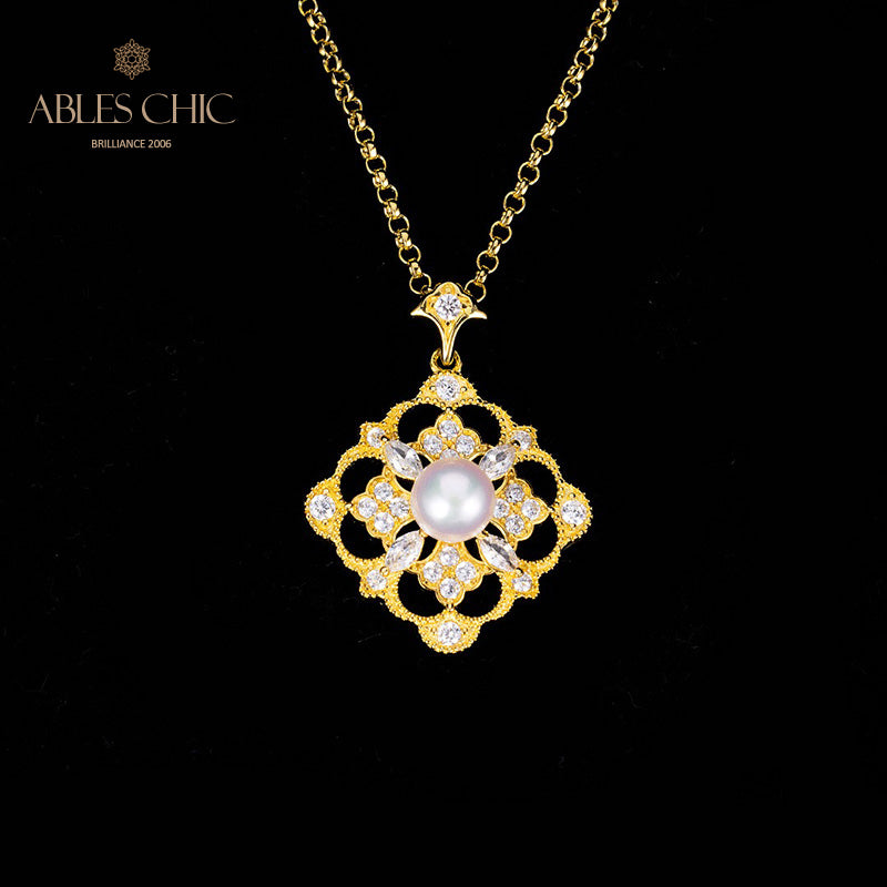 Akoya Pearl Clover Necklace 6186