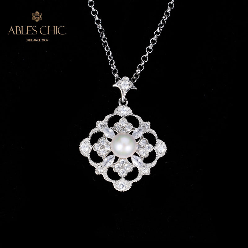 Akoya Pearl Clover Necklace 6186