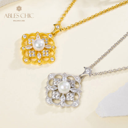 Akoya Pearl Clover Necklace 6186