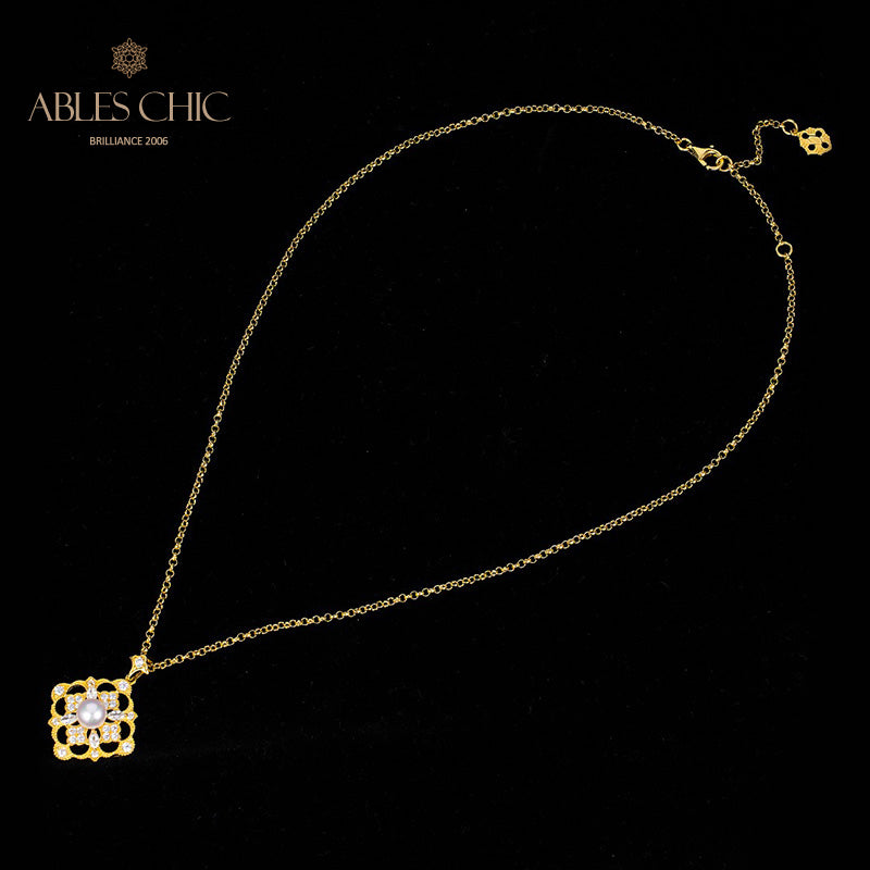 Akoya Pearl Clover Necklace 6186